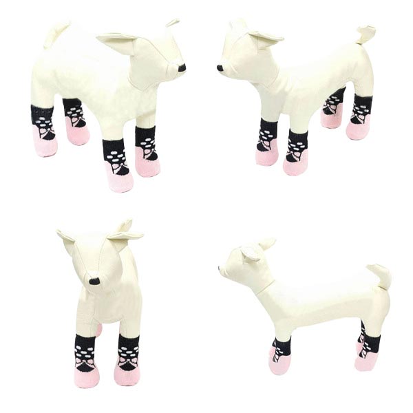 Pet Dog Lovely Pink Butterfly Pattern Rubber Pads Cotton Socks