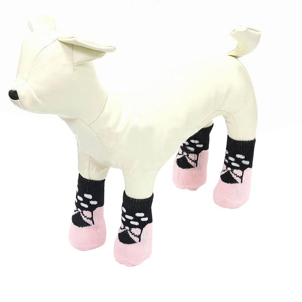 Pet Dog Lovely Pink Butterfly Pattern Rubber Pads Cotton Socks