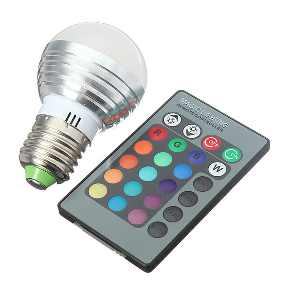 E27 3W RGB IR LED 16 Colors Change Light Lamp Bulb AC 85-265V