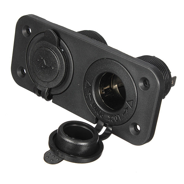 Dual Socket 12V USB Adapter for Motorcycle Bike Auto