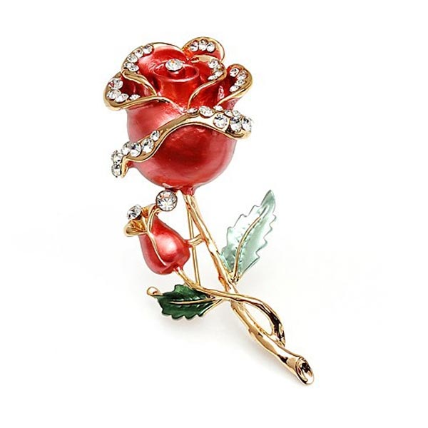 Brooch Rhinestone Crystal Rose Flower Wedding Bridal Pin Brooch