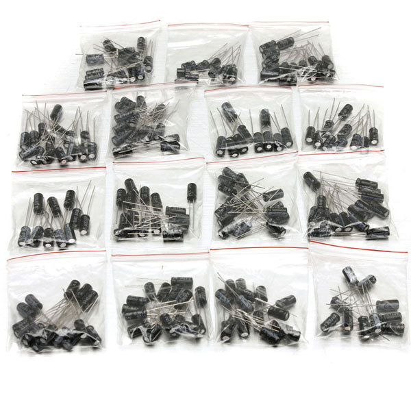 200 Pcs 0.1uF To 220uF 15 Value Electrolytic Capacitor Assortment Kit