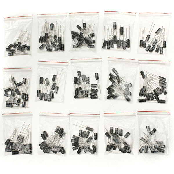 200 Pcs 0.1uF To 220uF 15 Value Electrolytic Capacitor Assortment Kit