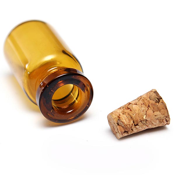 10pcs Mini Brown Wishing Message Glass Bottles Vials With Wood Cork