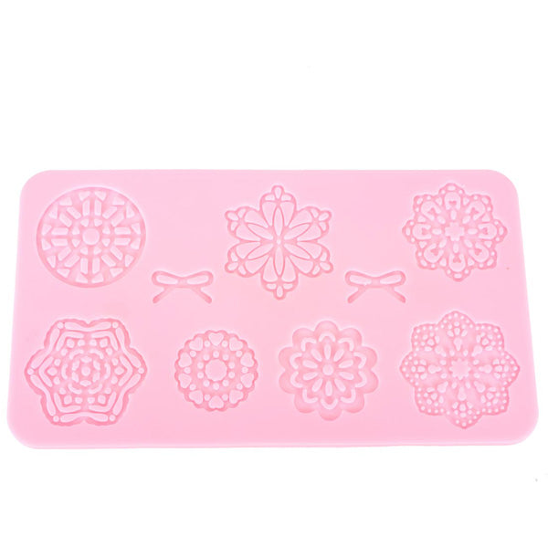 Striped Bow Flower Fondant Cake Silicone Lace Mold Decorating Molds Creative Baking Mold