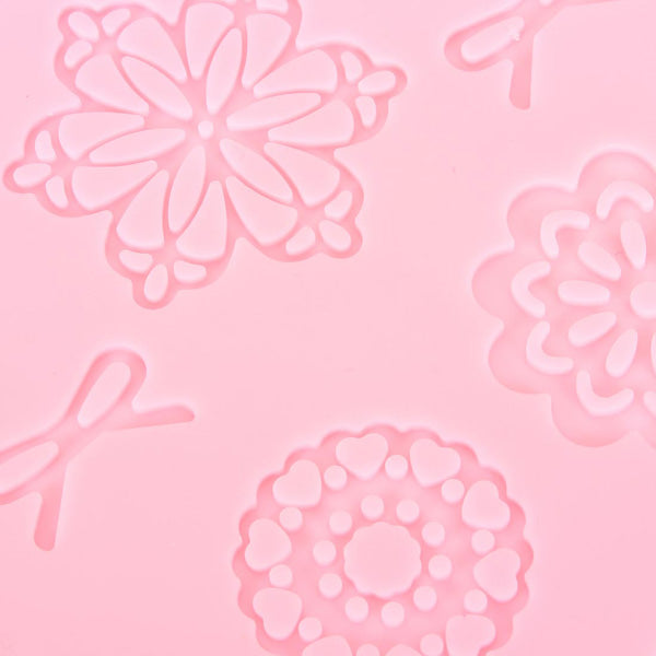 Striped Bow Flower Fondant Cake Silicone Lace Mold Decorating Molds Creative Baking Mold