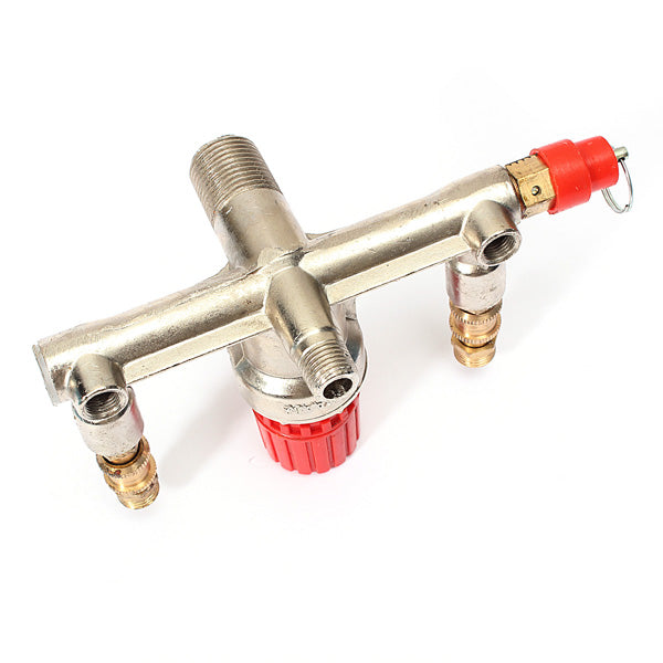 Air Compressor Double Outlet Tube Pressure Regulator Valve Fitting