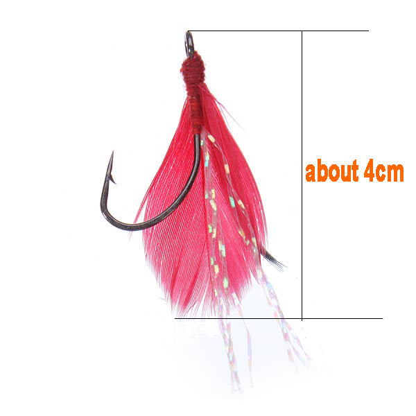 200pcs/set Single Hook Feather Fishing Bait Lure Hooks for Grass Carp