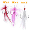 ZANLURE 10pcs/lot Treble Feather Fishing Baits Hooks Crank Lure Accessories