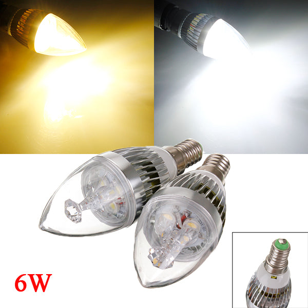 E14 6W 3 LED White/Warm White LED Chandelier Candle Light Bulb 85-265V