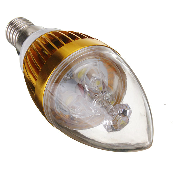 E14 6W White/Warm White 3 LED Golden Chandelier Candle Bulb 85-265V