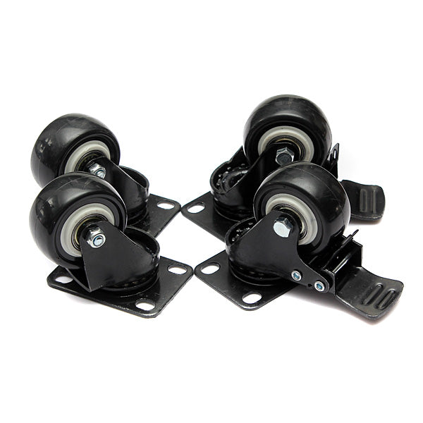 4PCS Heavy Duty PU Swivel Castor Wheels Trolley Furniture Caster