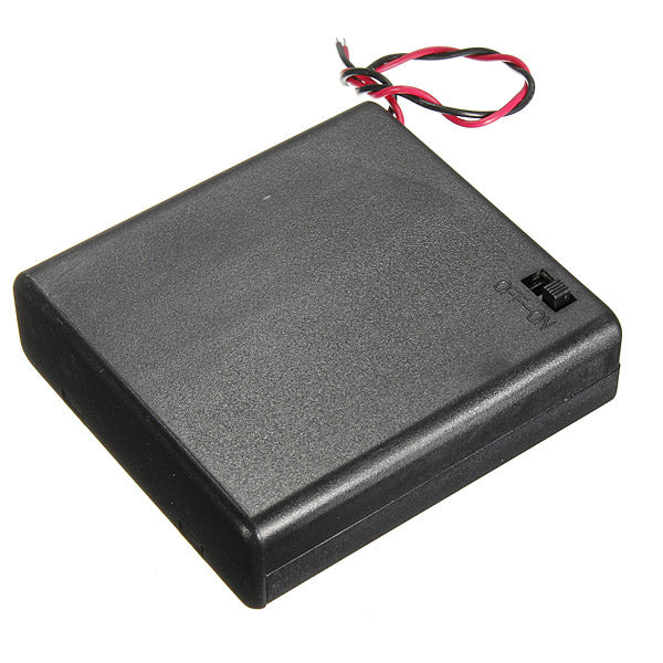 4 X AA Battery Holder Case Enclosed Box OFF/ON Switch With Wires