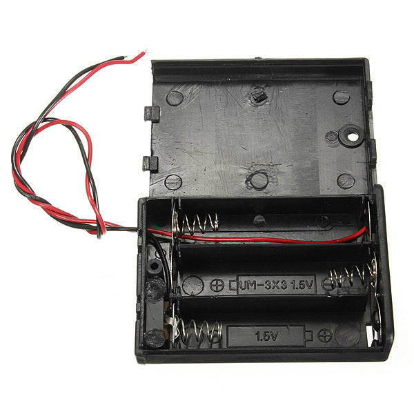 3 X AA Battery Holder Case Enclosed Box OFF/ON Switch With Wires