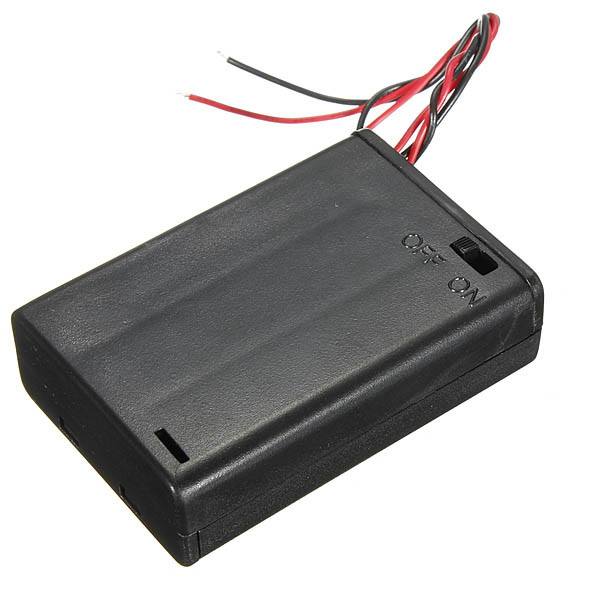3 X AA Battery Holder Case Enclosed Box OFF/ON Switch With Wires
