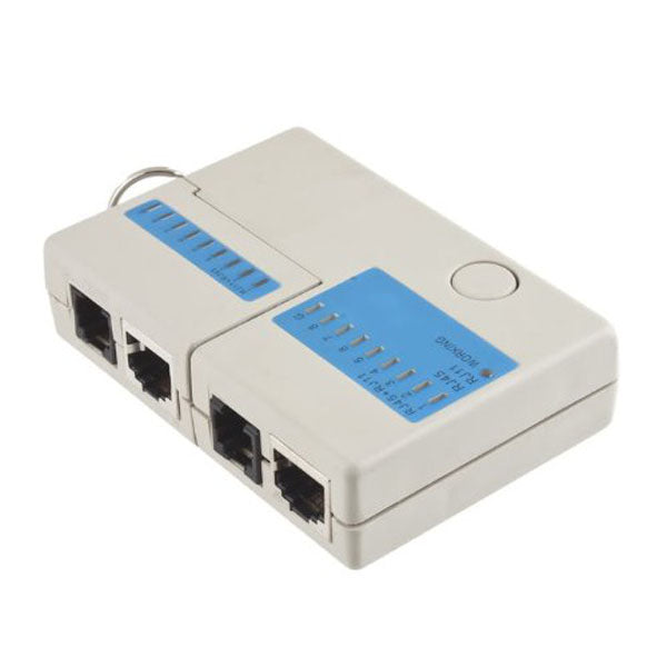 Mini RJ45 RJ11 Cat5 Network LAN Cable Tester White