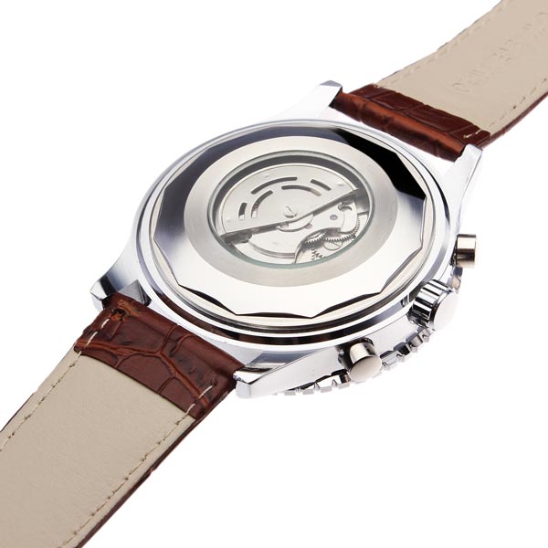 SEWOR Automatic Self-Wind Mechanical Watch Genuine Leather Strap Men Watch