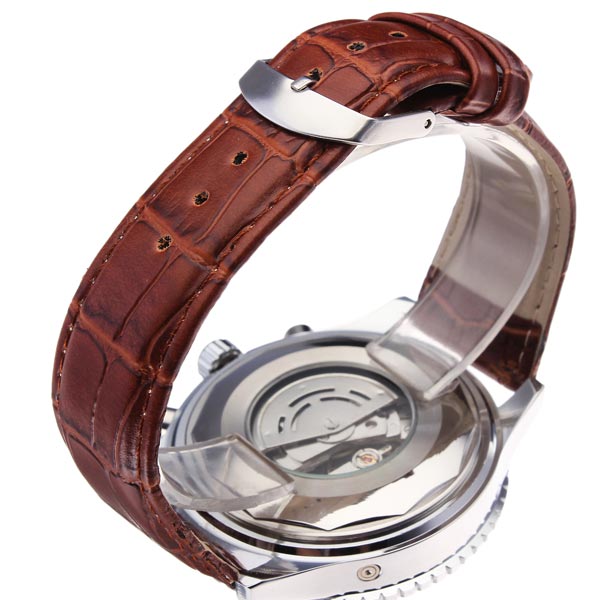 SEWOR Automatic Self-Wind Mechanical Watch Genuine Leather Strap Men Watch