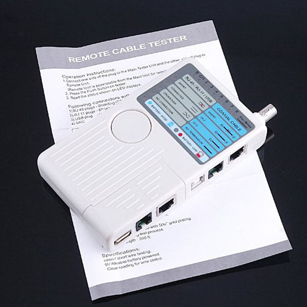 Remote RJ11 RJ45 USB BNC LAN Network Phone Cable Tester Meter