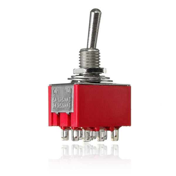 5Pcs Mini Toggle Switch For 3PDT 2 Position On-On 9-PIN