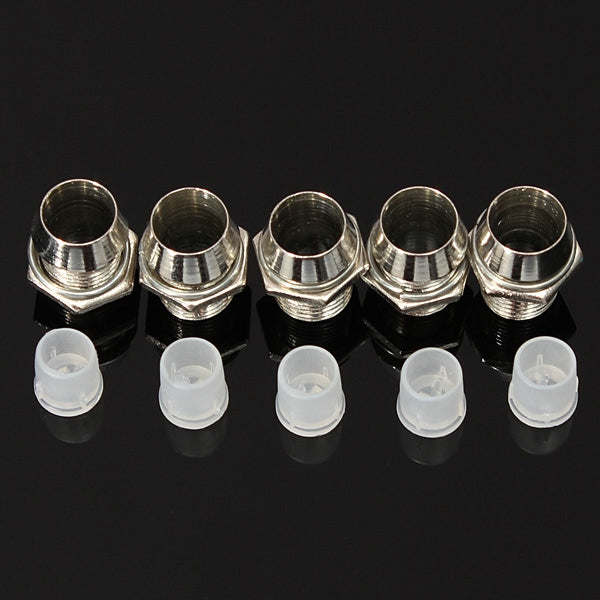 5 pcs 5mm Bezel LED Light Holder Chrome Metal Rubber Base Solid Construction