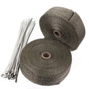 2 Rolls 2.5cm x 15m Titanium Exhaust Header Pipe Heat Wrap