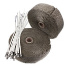 2 Rolls 2.5cm x 15m Titanium Exhaust Header Pipe Heat Wrap