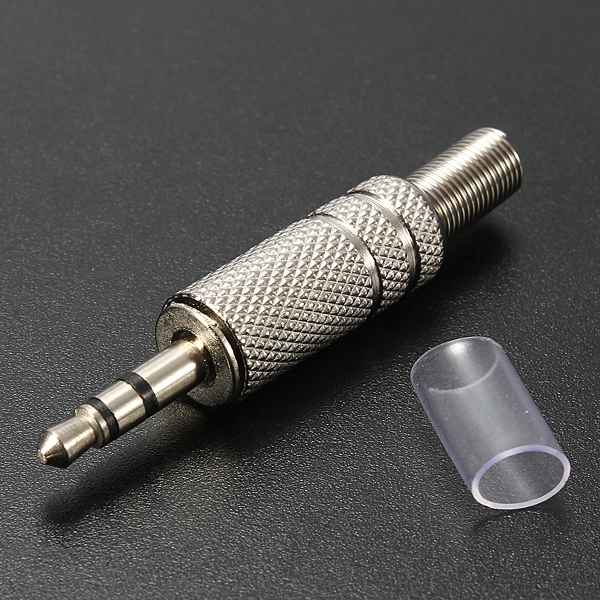 3.5mm 3 Pole Male Repair Tools Headphones Audio Jack Plug Connector Silver