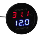 Car LED Digital Red&Blue Display 2 In 1 Dual Voltmeter Thermometer 12V