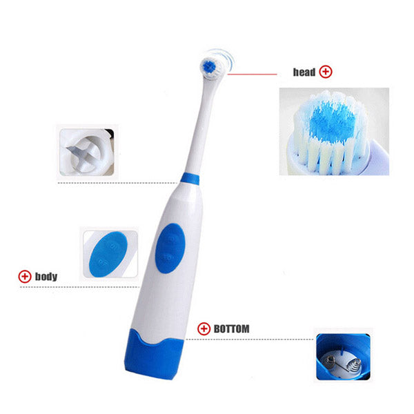 Waterproof Rotation Ultrasonic Electric Toothbrush With 3pcs Replacement Brush Head