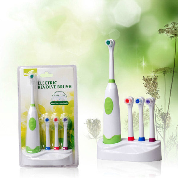 Waterproof Rotation Ultrasonic Electric Toothbrush With 3pcs Replacement Brush Head