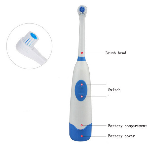 Waterproof Rotation Ultrasonic Electric Toothbrush With 3pcs Replacement Brush Head