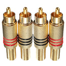 4Pcs Gold Plated RCA/Phono Male Plug Connectors Cable Protector