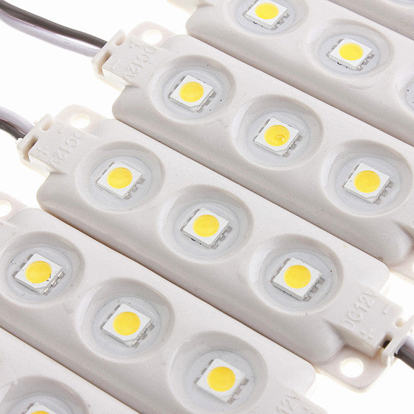 10pcs Molding Waterproof 3LED 5050 SMD Module Light White/Warm White