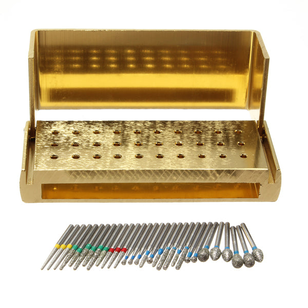 30pcs Diamond Polishing Grinding Heads Diamond Disinfection Burrs High Speed Handpieces
