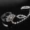 Silver Plated Leaves Rhinestone Ring Bracelet Crystal Metal Chain