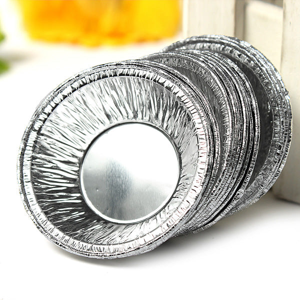 125Pcs  Disposable Round Silver Foil Baking Cookie Cup Cake Tart Mold