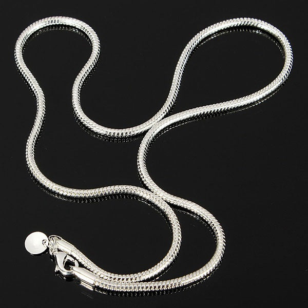 Unisex 3mm Silver Plated Solid Snake Chains Necklace