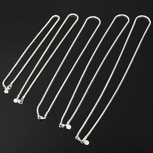 Unisex 3mm Silver Plated Solid Snake Chains Necklace