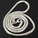 Unisex 3mm Silver Plated Solid Snake Chains Necklace