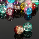 80Pcs 8mm Crystal Crack Glass Loose Spacer Beads Mixed Color