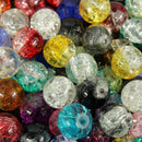 80Pcs 8mm Crystal Crack Glass Loose Spacer Beads Mixed Color
