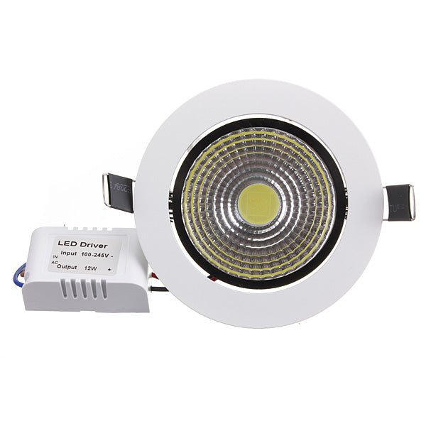 12W Non-dimmable COB LED Recessed Ceiling Light Fixture Down Light Kit