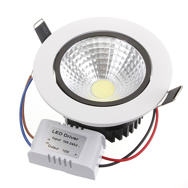 12W Non-dimmable COB LED Recessed Ceiling Light Fixture Down Light Kit