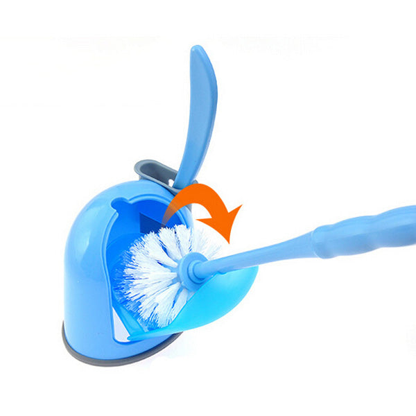 Toilet Brush Set With Base Plate Cleaning Brushs Blue Yellow