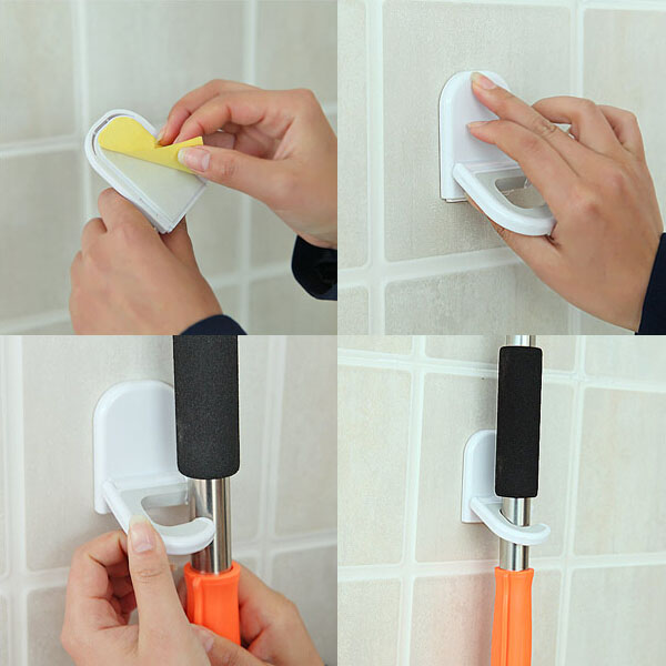 C Shape Multifunction Mop Broom Hook Strong Glue Stickup Hanger