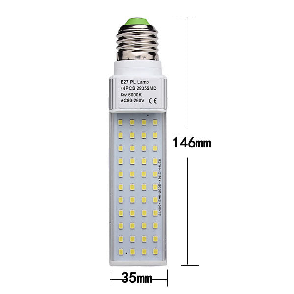 E27 8W 690-720LM White/Warm White 44 SMD 2835 LED Plug Light 90-260V