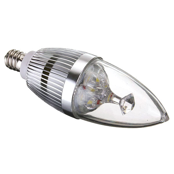 E12 3W 3 LED White/Warm White LED Silver Candle Light Bulb 85-265V