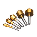 5pcs Metric Single Flute Countersink Drill Chamfering Cutter Bit