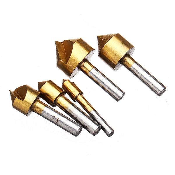 5pcs Metric Single Flute Countersink Drill Chamfering Cutter Bit